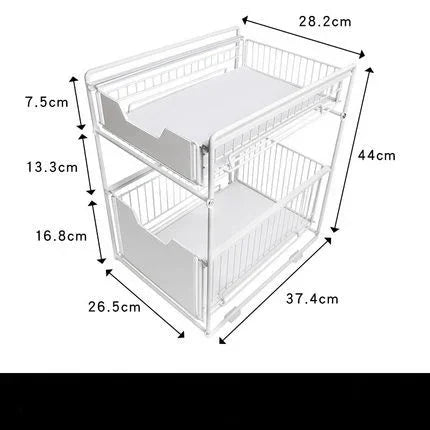Under The Kitchen Sink Storage Rack Drawer Type Can Be Pushed and Pulled Under The Cabinet Telescopic Double Shelf